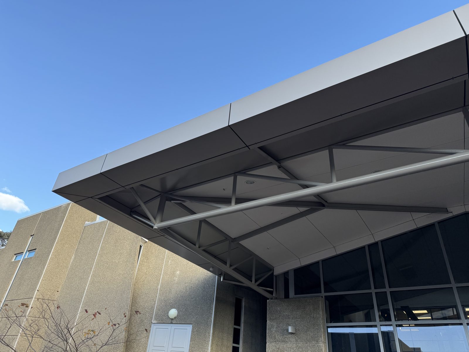 Carboline epoxy protective coating on the steel awning at St Peter’s Church, Tauranga
